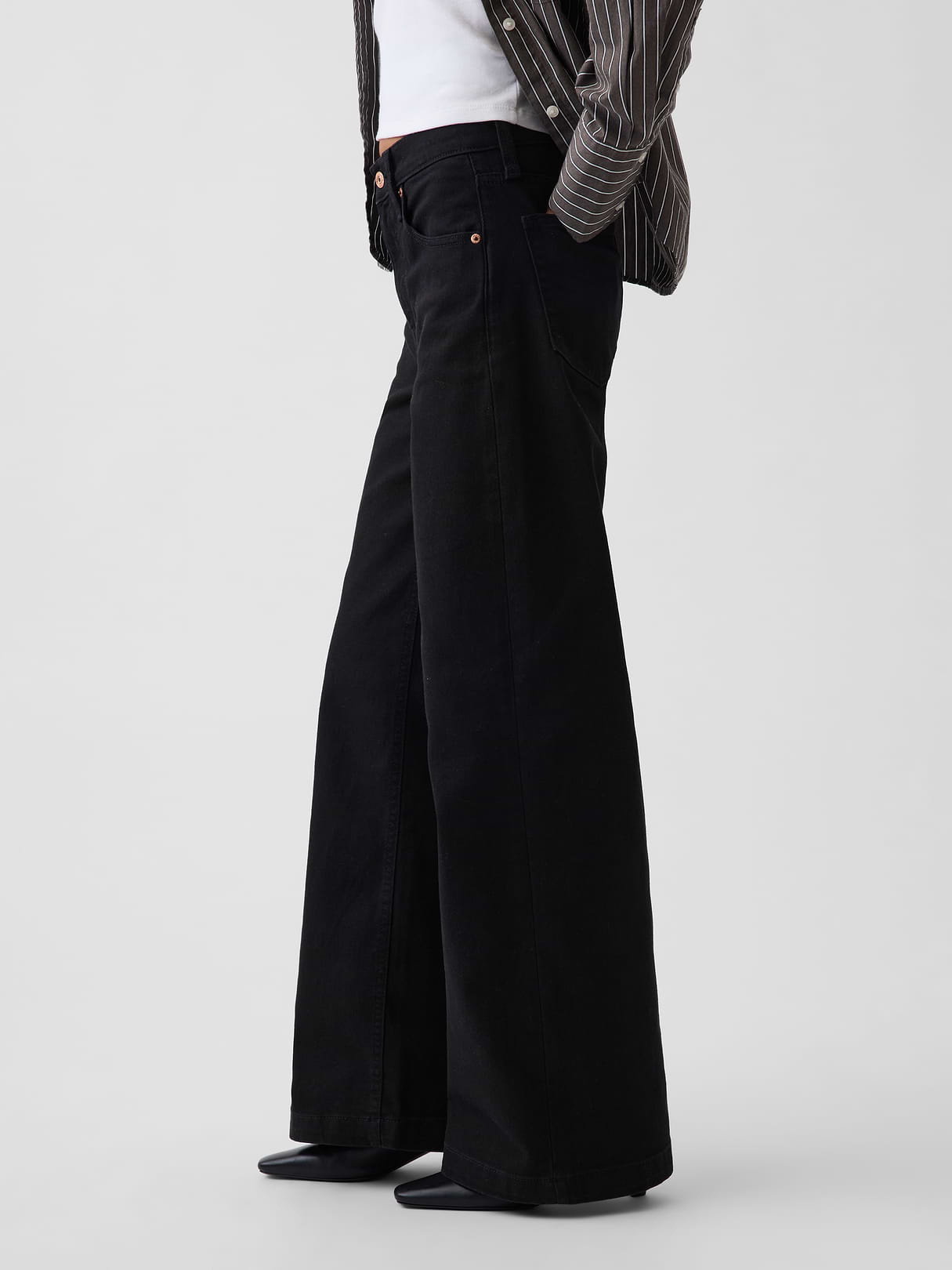 High Rise Stride Wide-Leg Jeans - Absolute black