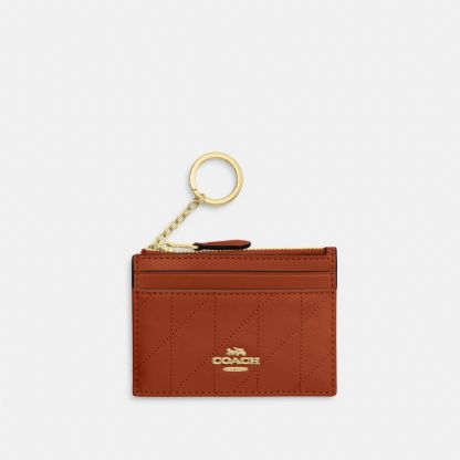 Mini Skinny Id Case With Quilting - Gold/Cinnamon
