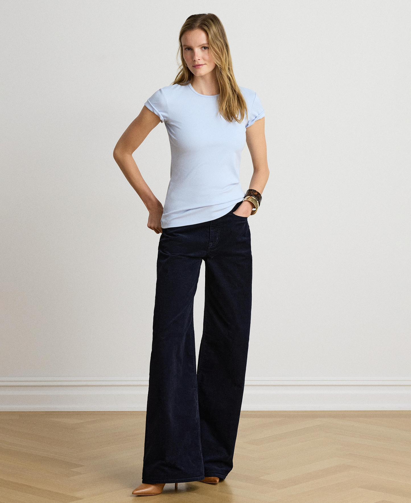 Lauren Ralph Lauren Stretch Knit T-Shirt - Icy Blue