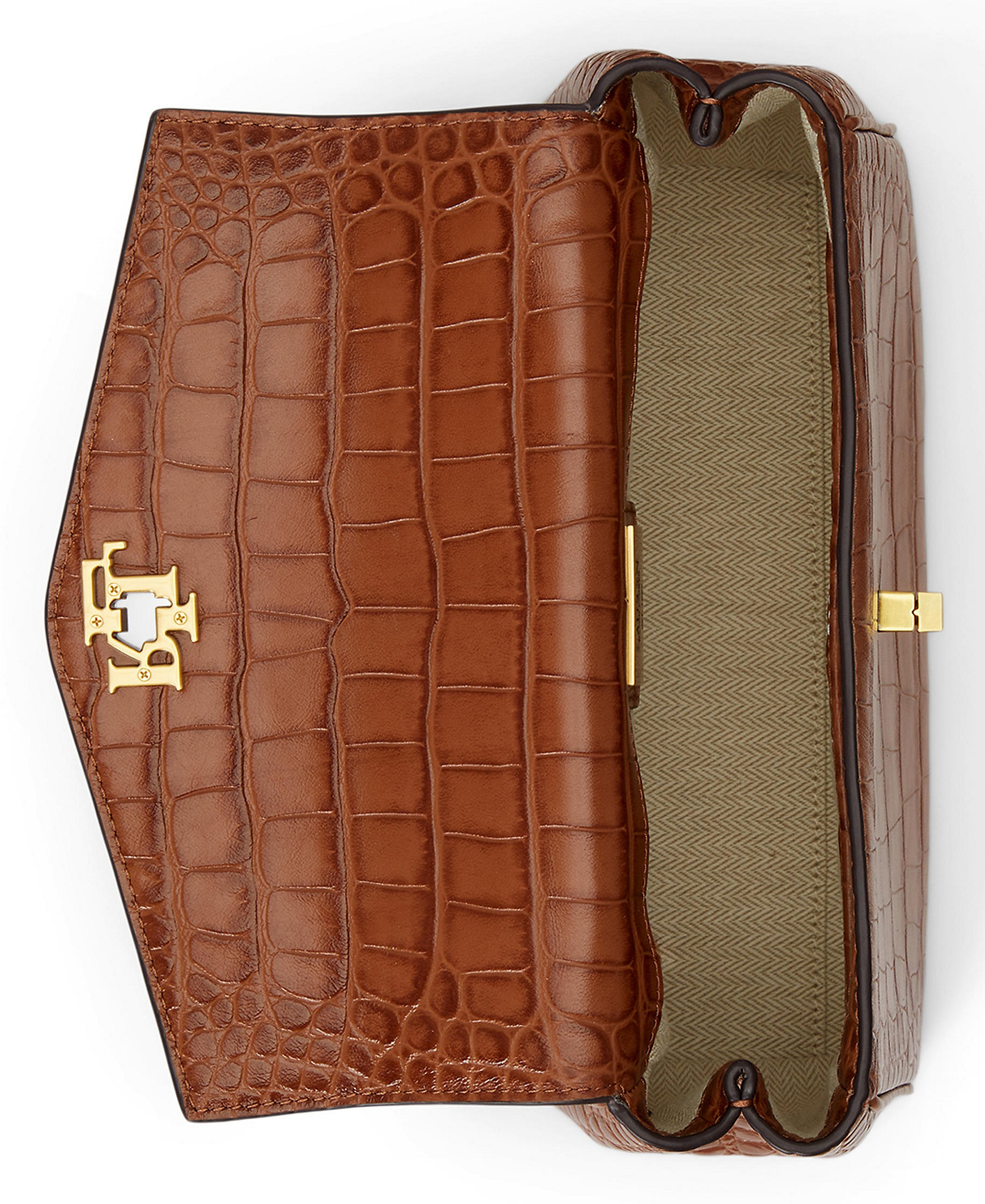Lauren Ralph Lauren Farrah Embossed Small Soft Satchel Handbag - Lauren Tan