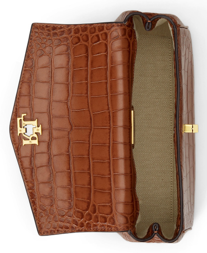 Lauren Ralph Lauren Farrah Embossed Small Soft Satchel Handbag - Lauren Tan