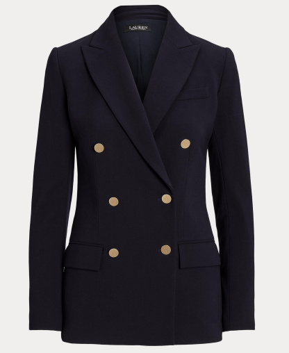 Lauren Ralph Lauren Women's Double-Breasted Wool Crepe Blazer - Lauren Navy