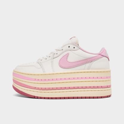 Women's Air Jordan 1 Low Triple Stack Casual Shoes - Pale Ivory/Iced Carmine/Muslin - view 1