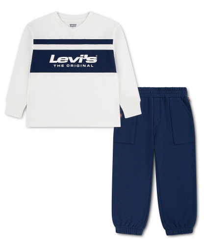 Levi's Toddler Boys' 2T-4T Downtown Sweatshirt and Joggers, 2-Piece Set - Levi's Egret