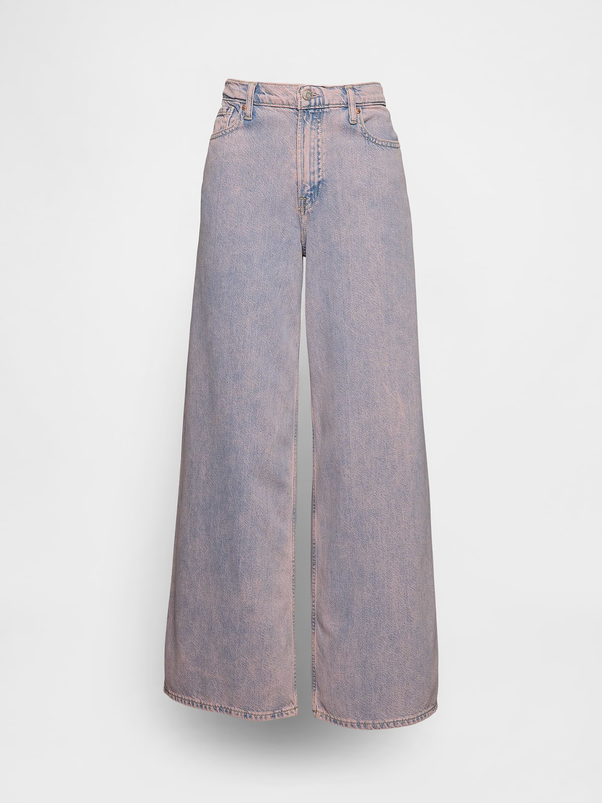 Mid Rise Denim Stripe Baggy Jeans - Rose mist pink