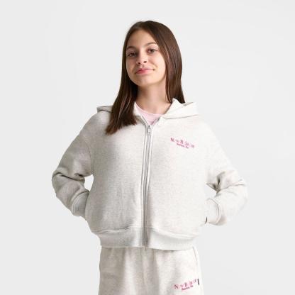 Girls' Big Kids' New Balance Tricolor Cropped Full-Zip Hoodie - Ash Heather - view 4