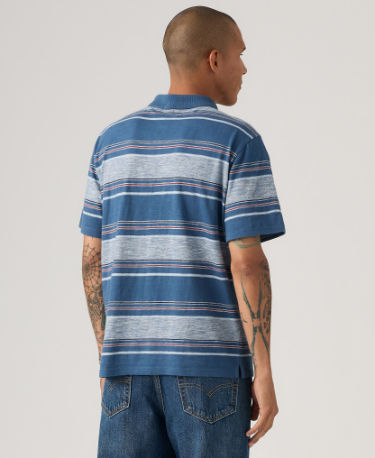 Levi's Men's Merritt Striped Collared Polo Shirt - Ensign Blue