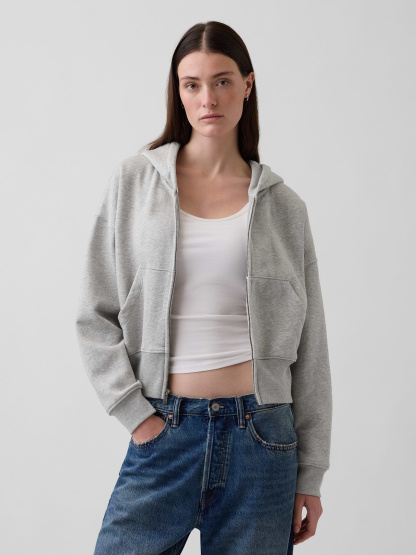 VintageSoft Wedge Zip Hoodie - Light heather grey