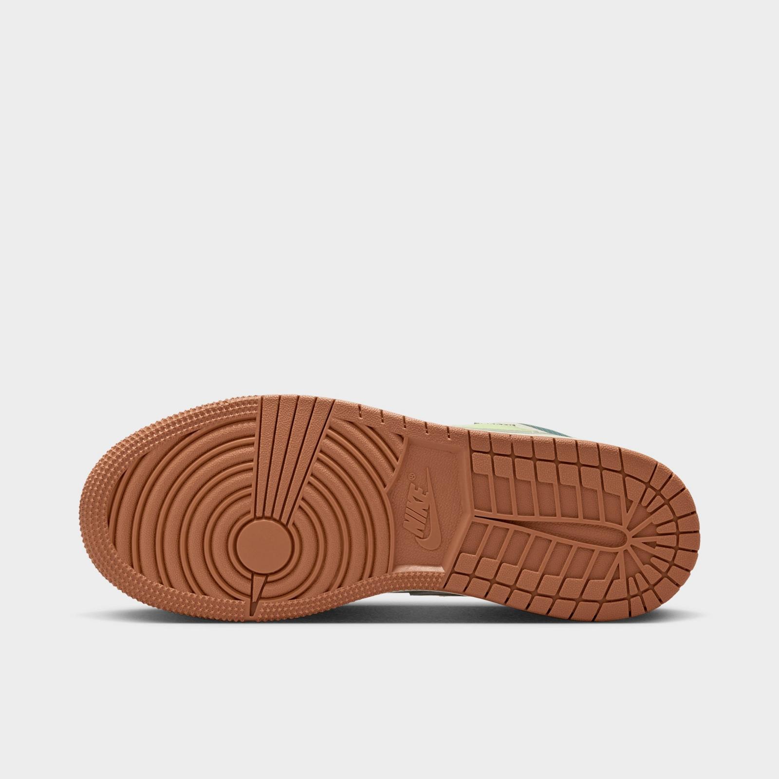 Big Kids' Air Jordan Retro 1 Low SE Casual Shoes - Sea Glass/Hasta/Gum Medium Brown/Light Lemon Twist - view 6