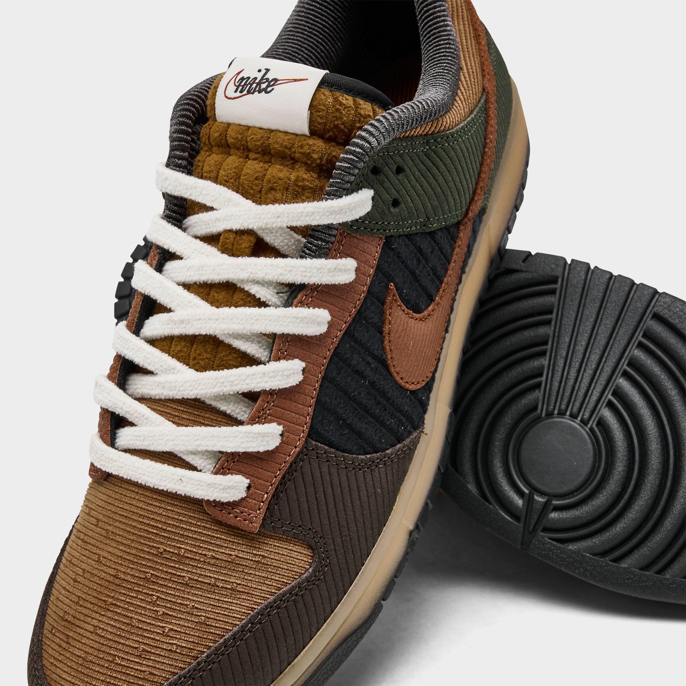 Nithtke Dunk Low Retro Premium SE Corduroy Casual Shoes (Men's Sizing) - Light British Tan/Cargo Khaki/Baroque Brown/Cinnamon - Detail shot