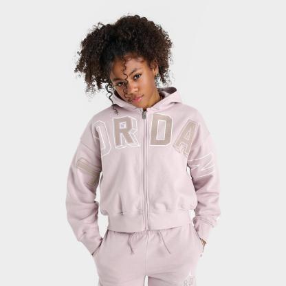Girls' Big Kids' Jordan Letterman Full-Zip Hoodie - Particle Rose - view 1