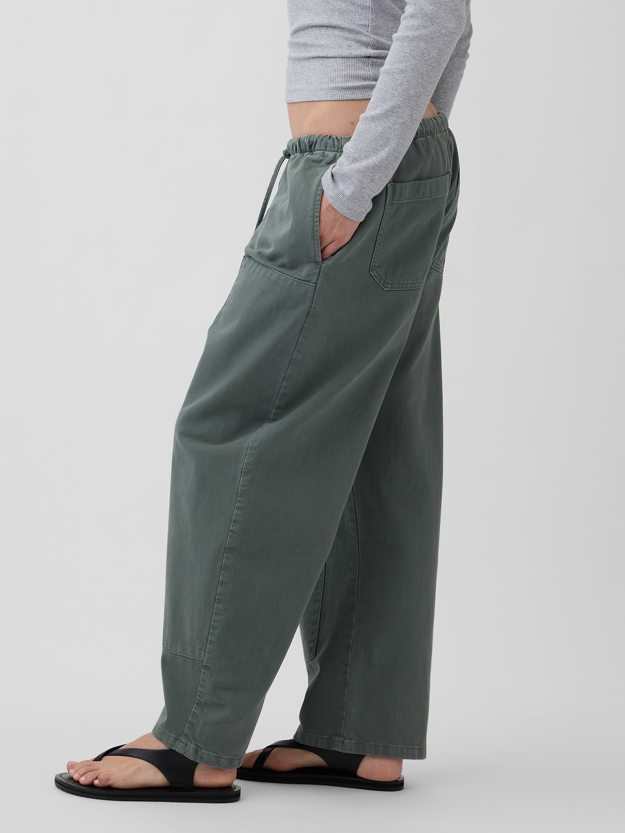 Easy Double-Knee Barrel Pants - District green