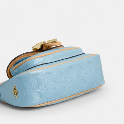Ashton Mini Shoulder Bag In Signature Leather - Gold/Light Blue - view 8