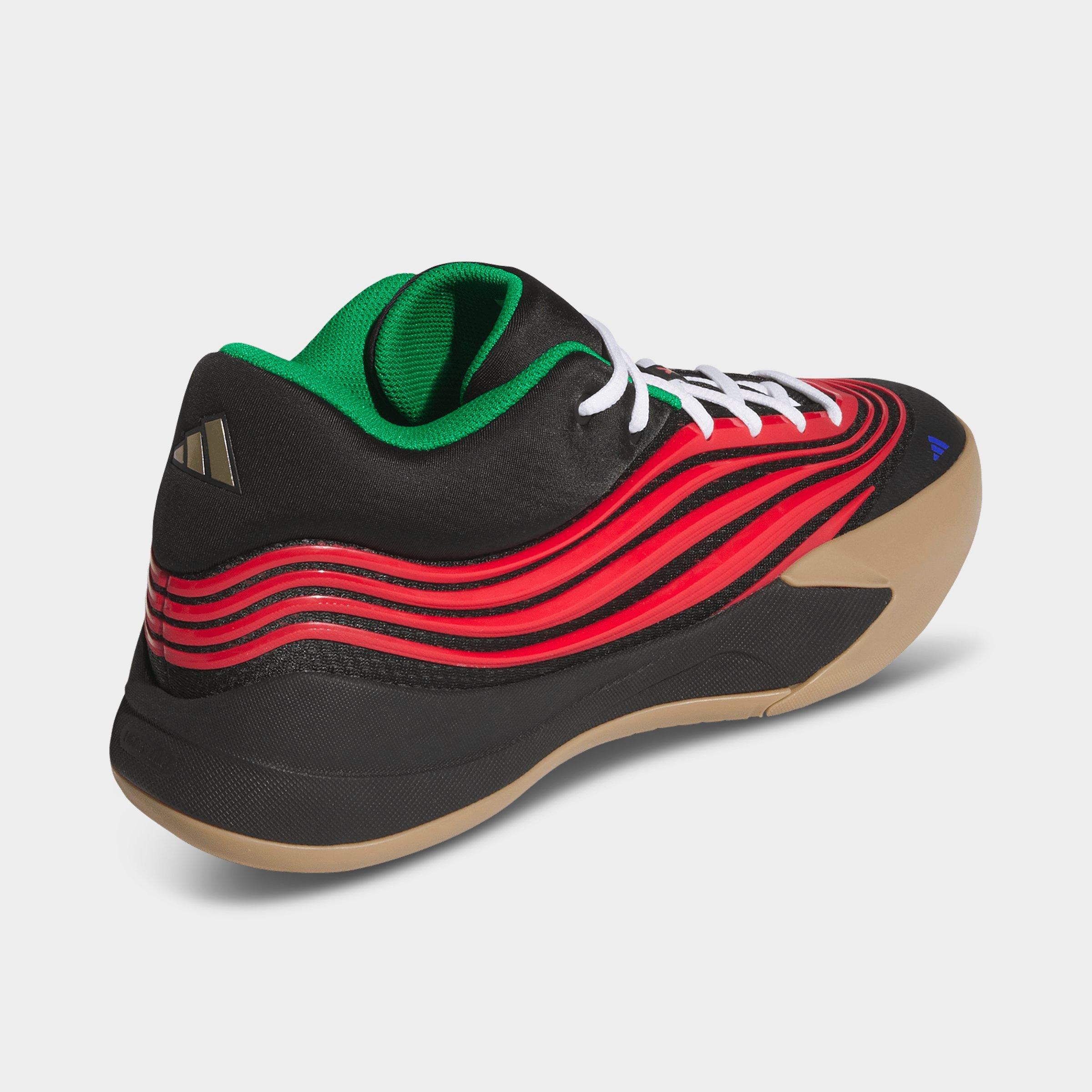 Men's adidas Dame X Basketball Shoes - Core Black/Pure Ruby/Gum - Back view