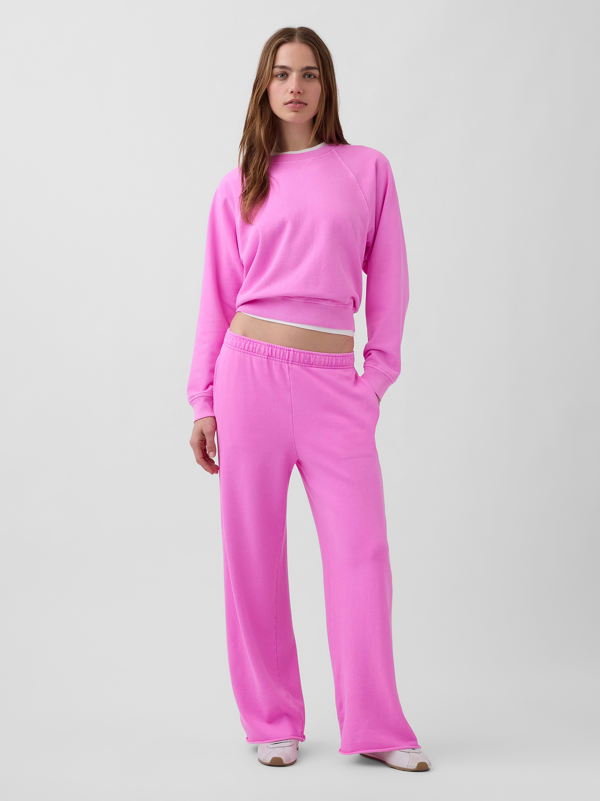 Mid Rise VintageSoft Terry Loose Sweatpants - Neon pink glow