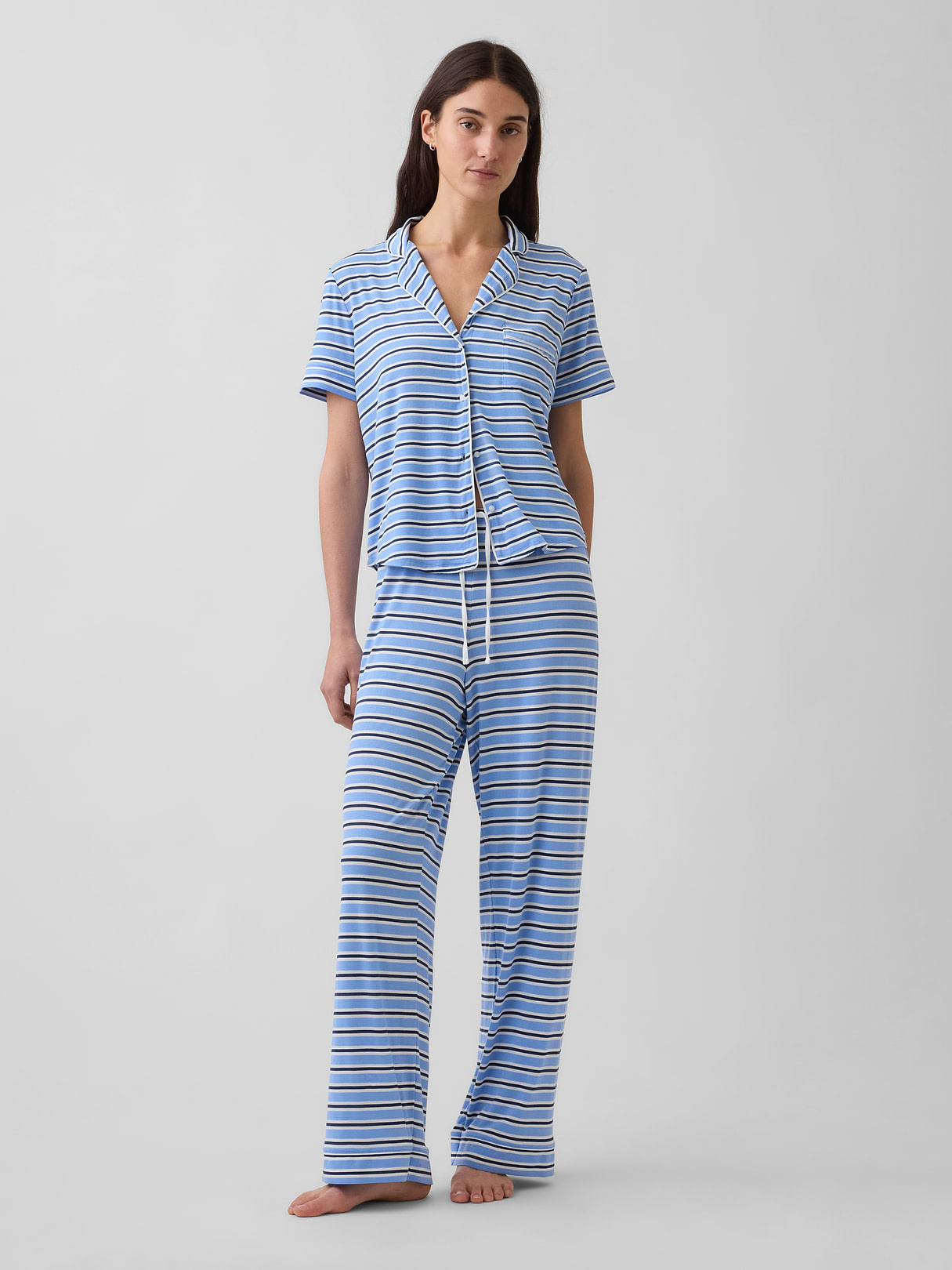 SoftMade Modal PJ Pants - Tonal blue stripe