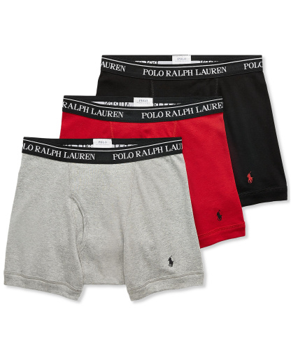 Polo Ralph Lauren Men's 3-Pack Classic Cotton Boxer Briefs - Andover Heather