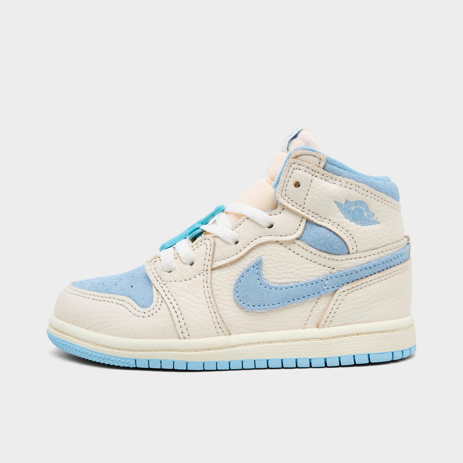 Kids' Toddler Air Jordan Retro 1 High OG Casual Shoes - Pale Ivory/Psychic Blue/Coconut Milk - view 1