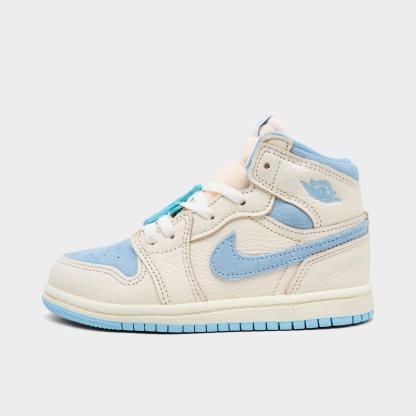 Kids' Toddler Air Jordan Retro 1 High OG Casual Shoes - Pale Ivory/Psychic Blue/Coconut Milk - view 1