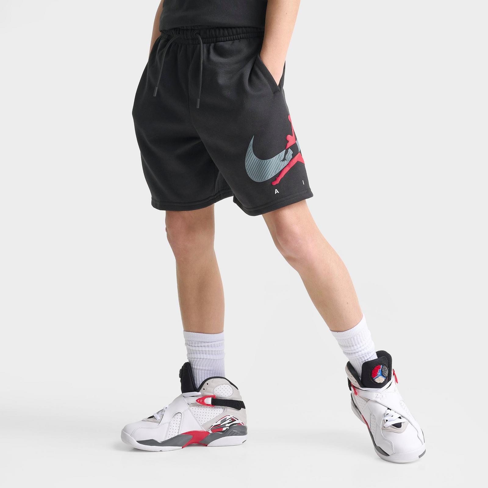 Big Kids' Air Jordan Swoosh Fleece Shorts - Black - view 1