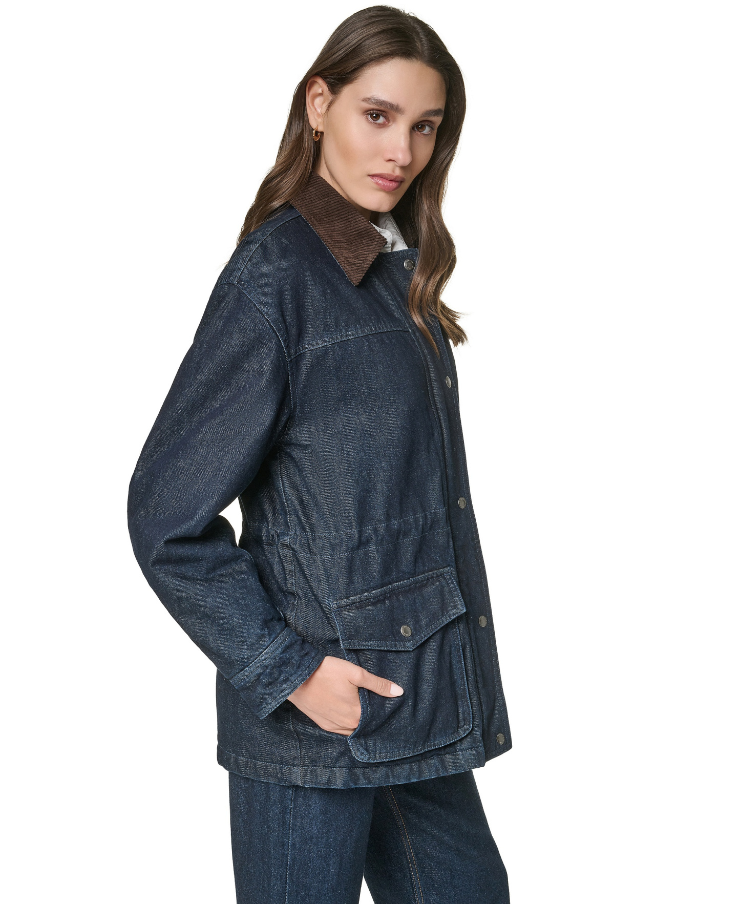 Levi's Women's Anorak Corduroy Collar Denim Coat - Dark Rinse Wash