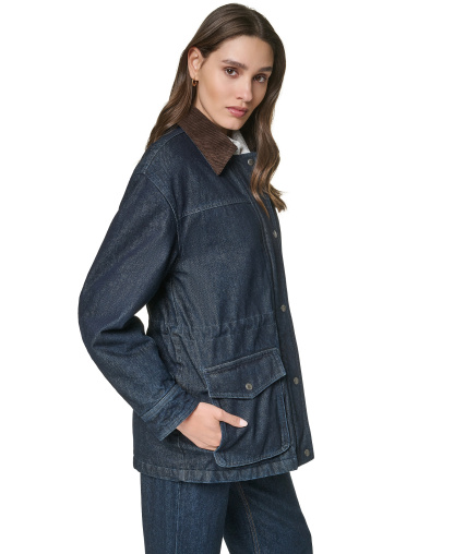 Levi's Women's Anorak Corduroy Collar Denim Coat - Dark Rinse Wash