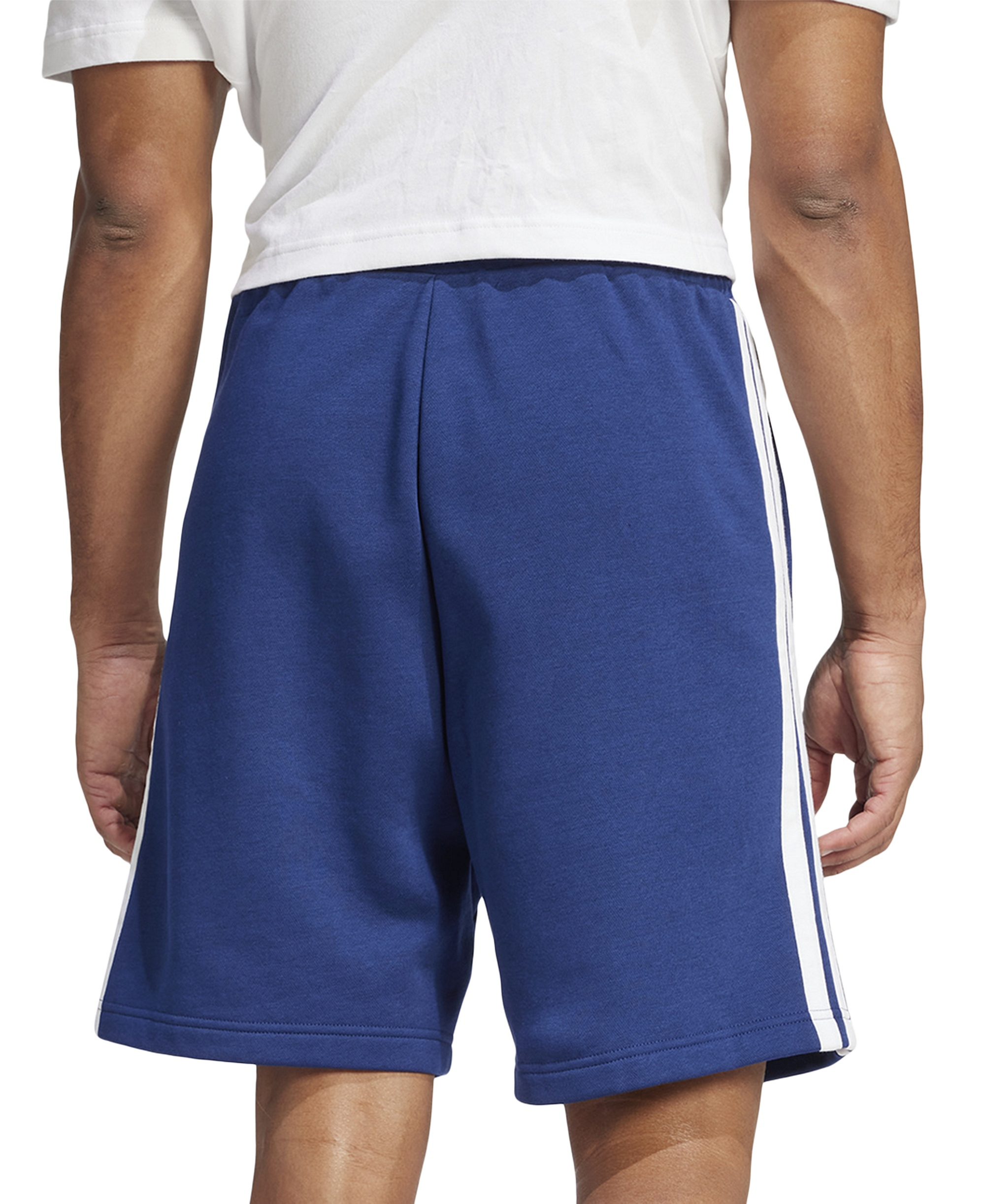 adidas Men's Essential Three Stripes Fleece Shorts - Dark Blue/wht