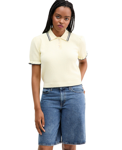 Levi's Premium Women's Short-Sleeve Pull-On Polo Shirt - Pear Sorbet/navy Blazer Pear Sorbet / Navy Blazer