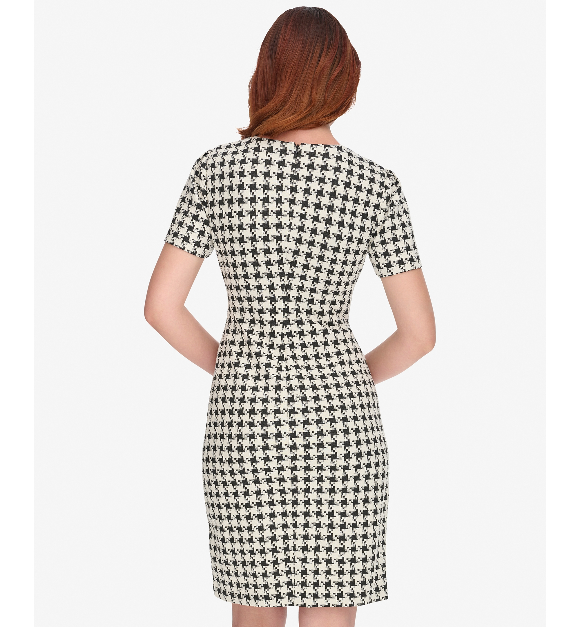 Tommy Hilfiger Women's Houndstooth Pattern Sheath Dress - Black Pearl