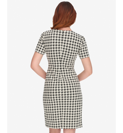 Tommy Hilfiger Women's Houndstooth Pattern Sheath Dress - Black Pearl