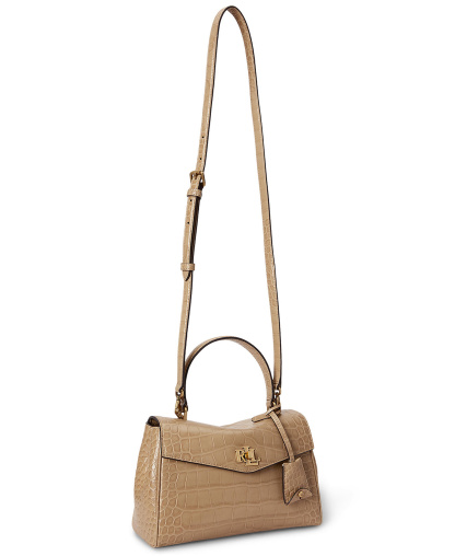 Lauren Ralph Lauren Farrah Embossed Small Soft Satchel Handbag - Tan
