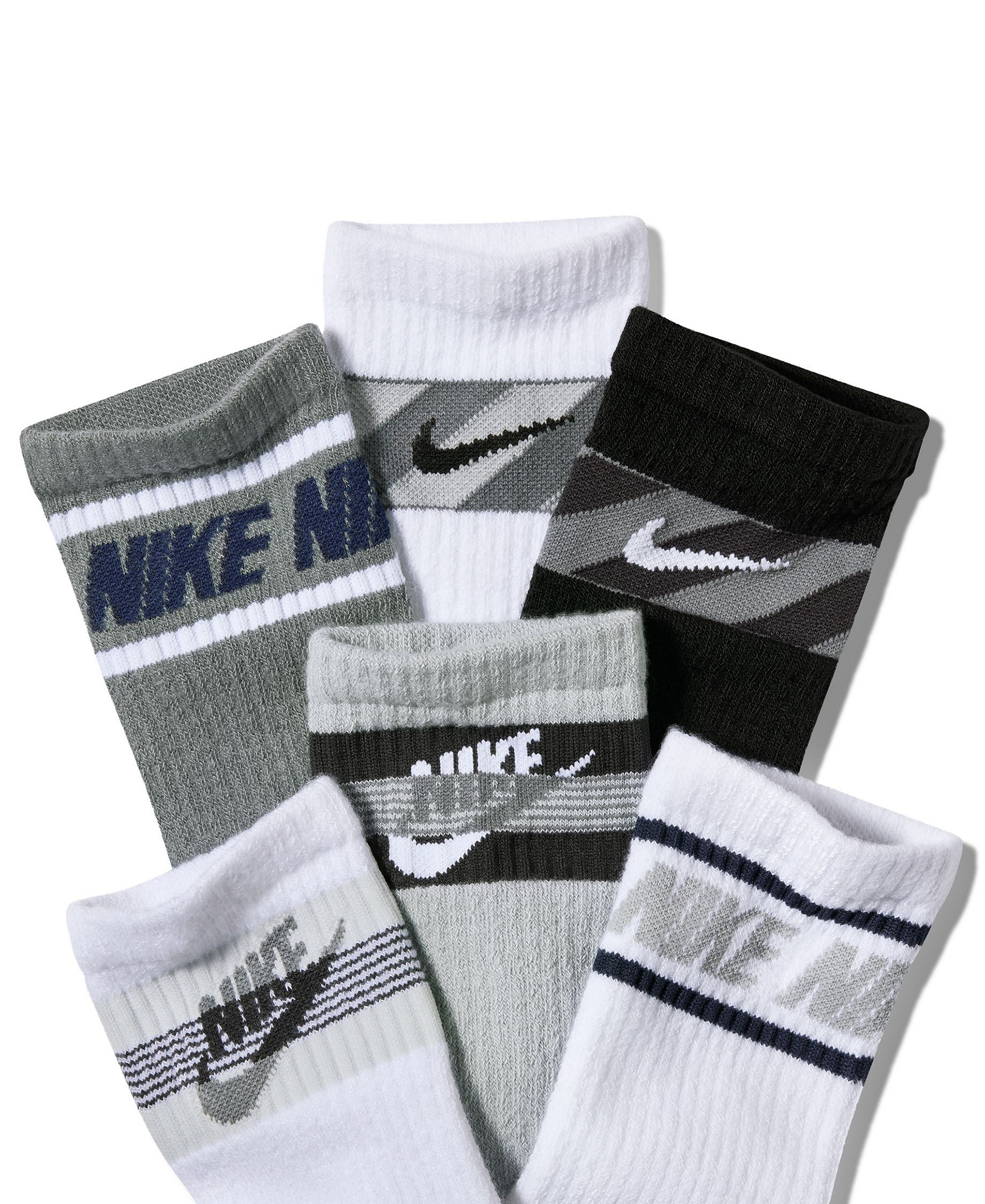 Nike Everyday Kids' Cushioned Crew Socks, 6-Pack - Gray/Multi-Color