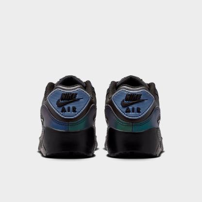 Big Kids' Nithtke Air Max 90 Casual Shoes - Black/Dark Smoke Grey/Light Carbon/Black - Back view