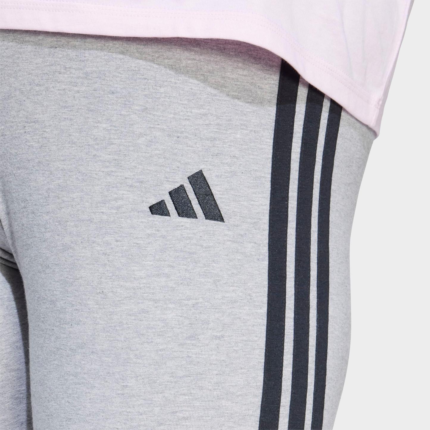 Women's adidas Essentials 3-Stripes Cotton Leggings (Plus Size) - Medium Grey Heather/Black