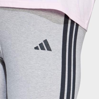 Women's adidas Essentials 3-Stripes Cotton Leggings (Plus Size) - Medium Grey Heather/Black