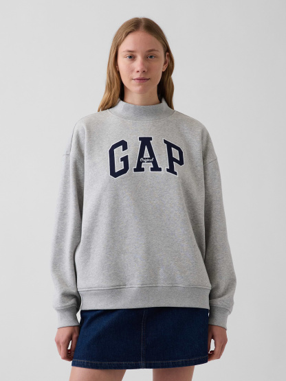 VintageSoft Oversized Mockneck Logo Sweatshirt - New heather grey