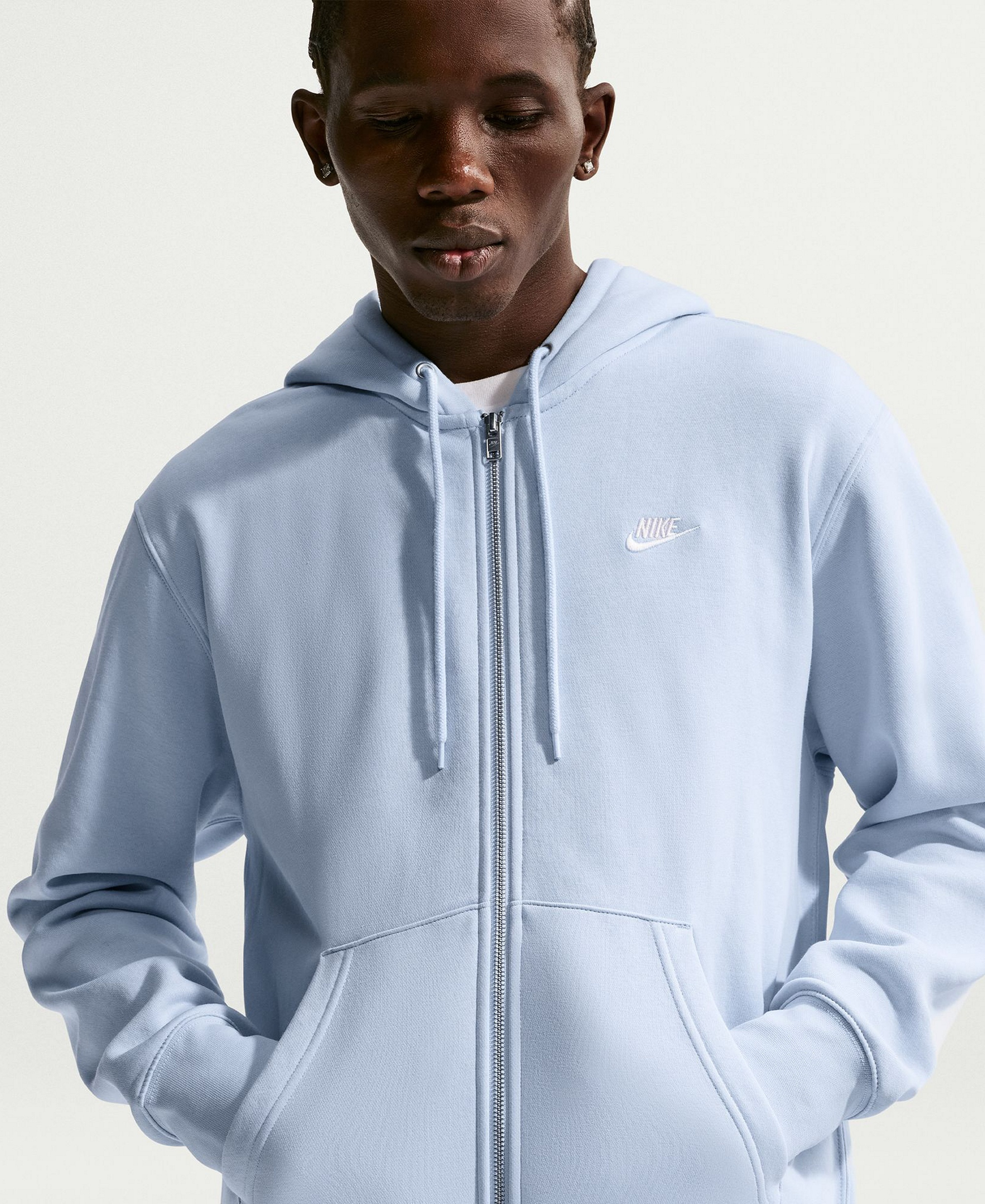 Nike Men's Full-Zip Fleece Regular-Fit Hoodie - Hydrogen Blue/White