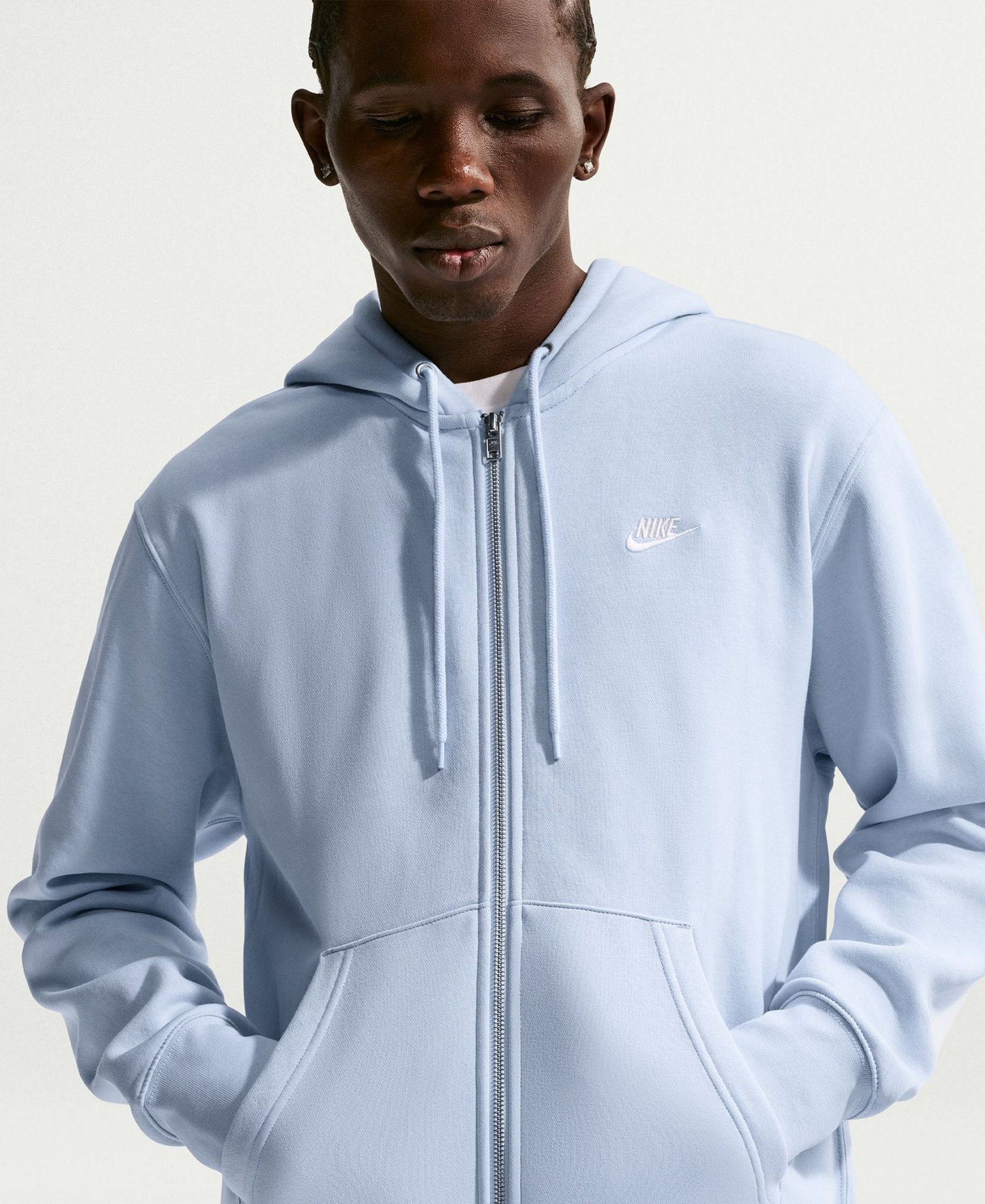Nike Men's Full-Zip Fleece Regular-Fit Hoodie - Hydrogen Blue/White