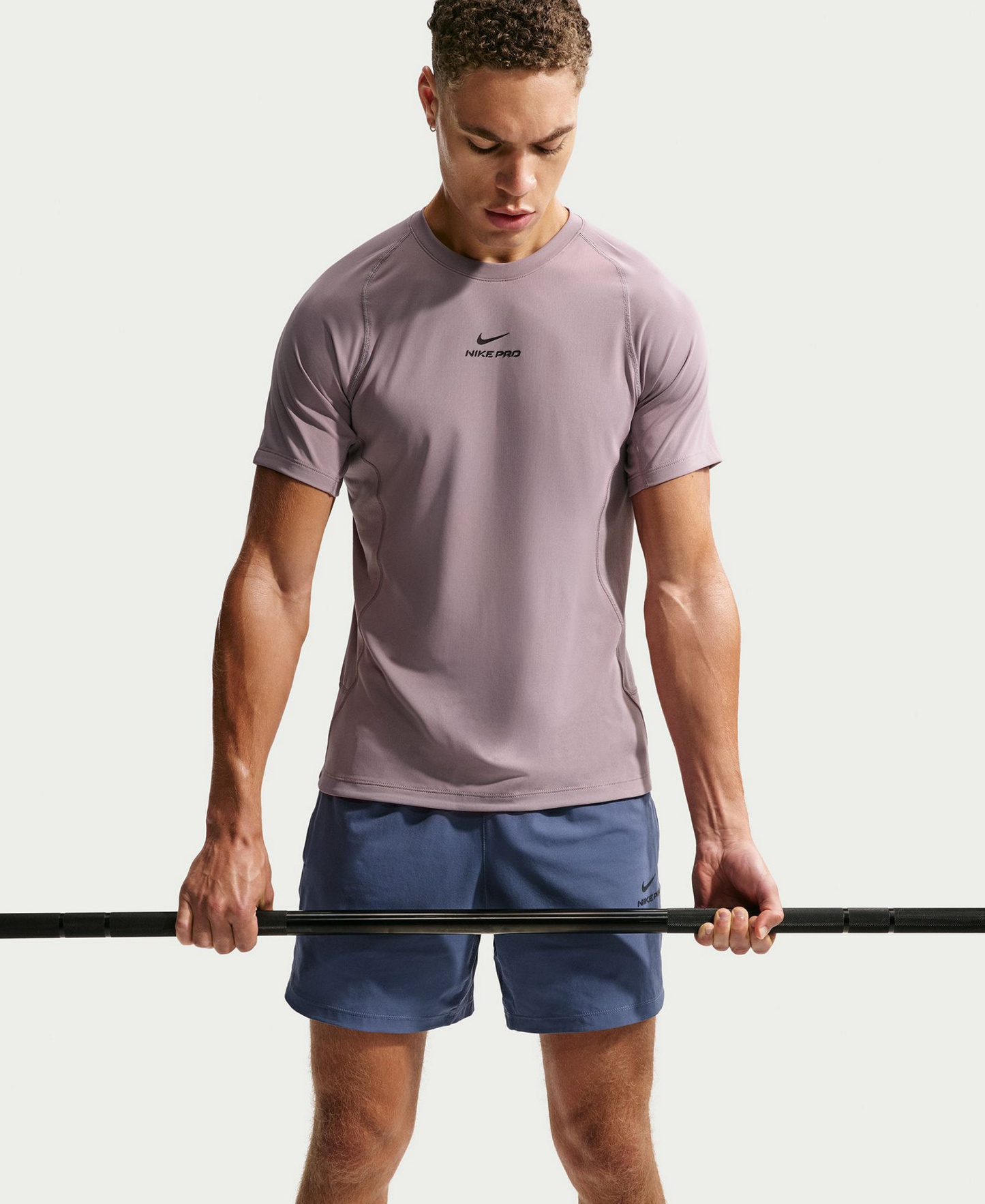 Nike Men's Pro Training Dri-Fit Short-Sleeve T-Shirt - Light Violet/Black