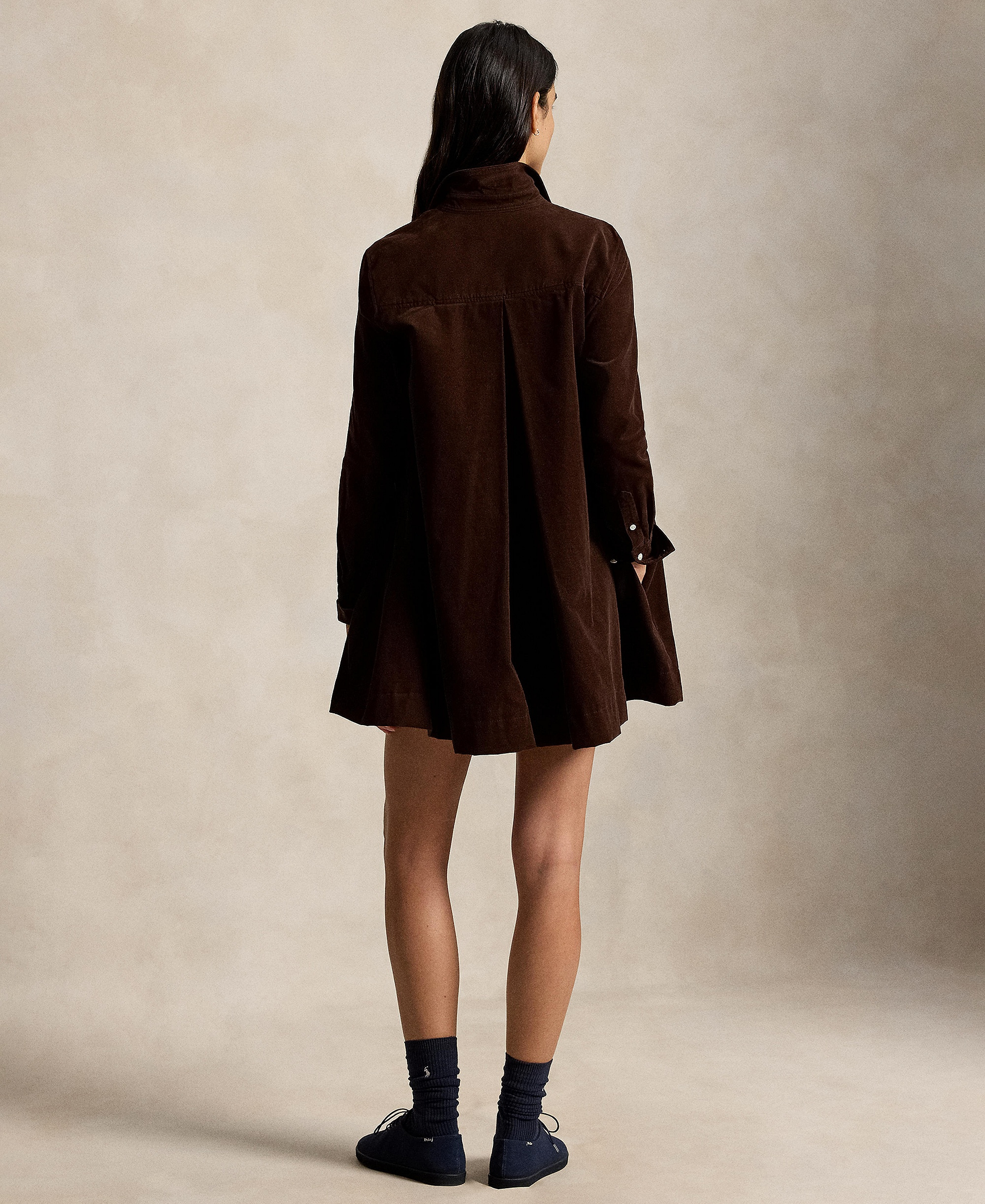 Polo Ralph Lauren Women's Corduroy Pleated Shirt Dress - Brown