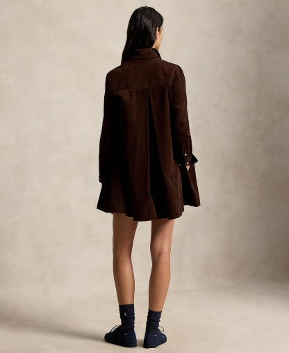 Polo Ralph Lauren Women's Corduroy Pleated Shirt Dress - Brown