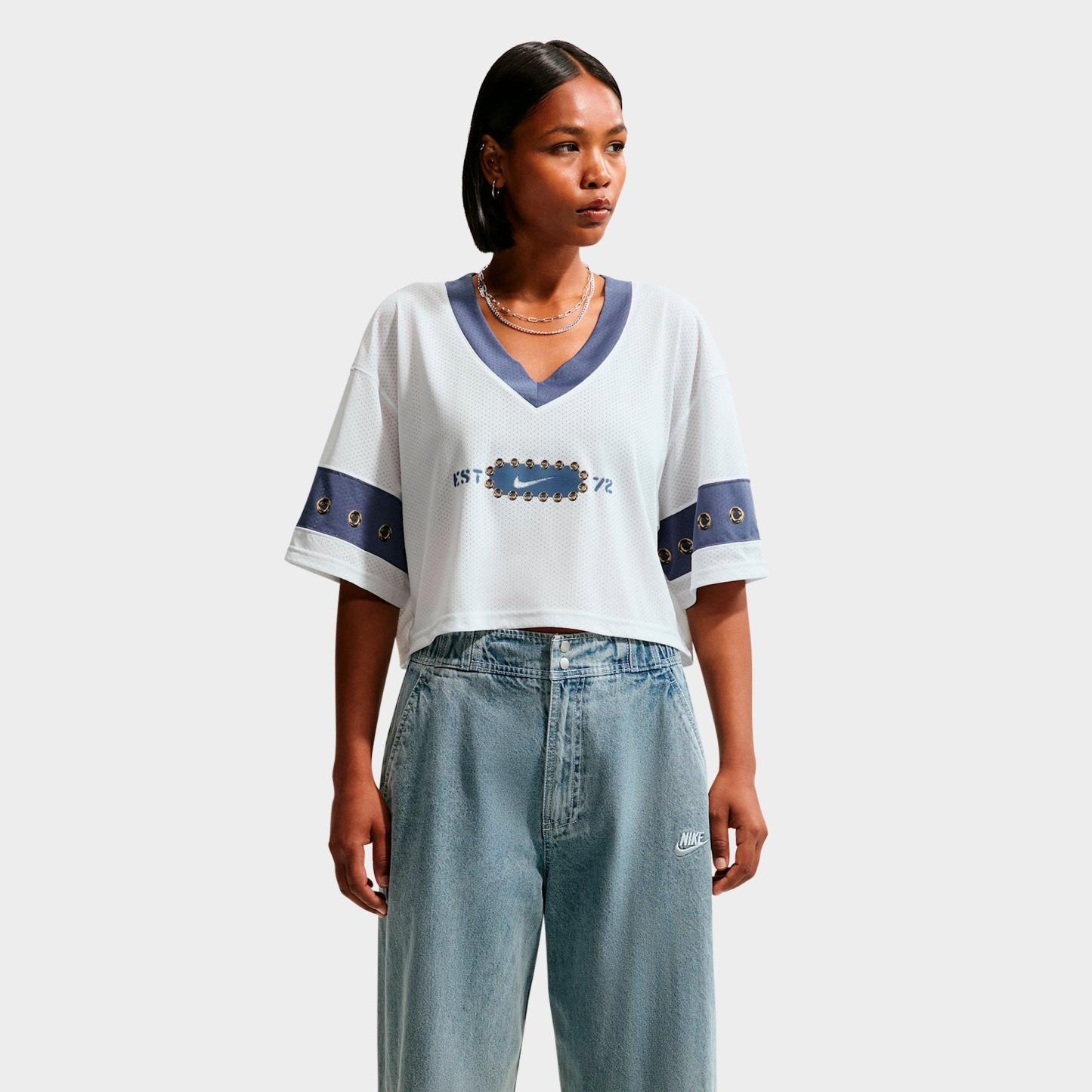 Women's Nithtke Sportswear Cropped Jersey Top - Off White/Diffused Blue
