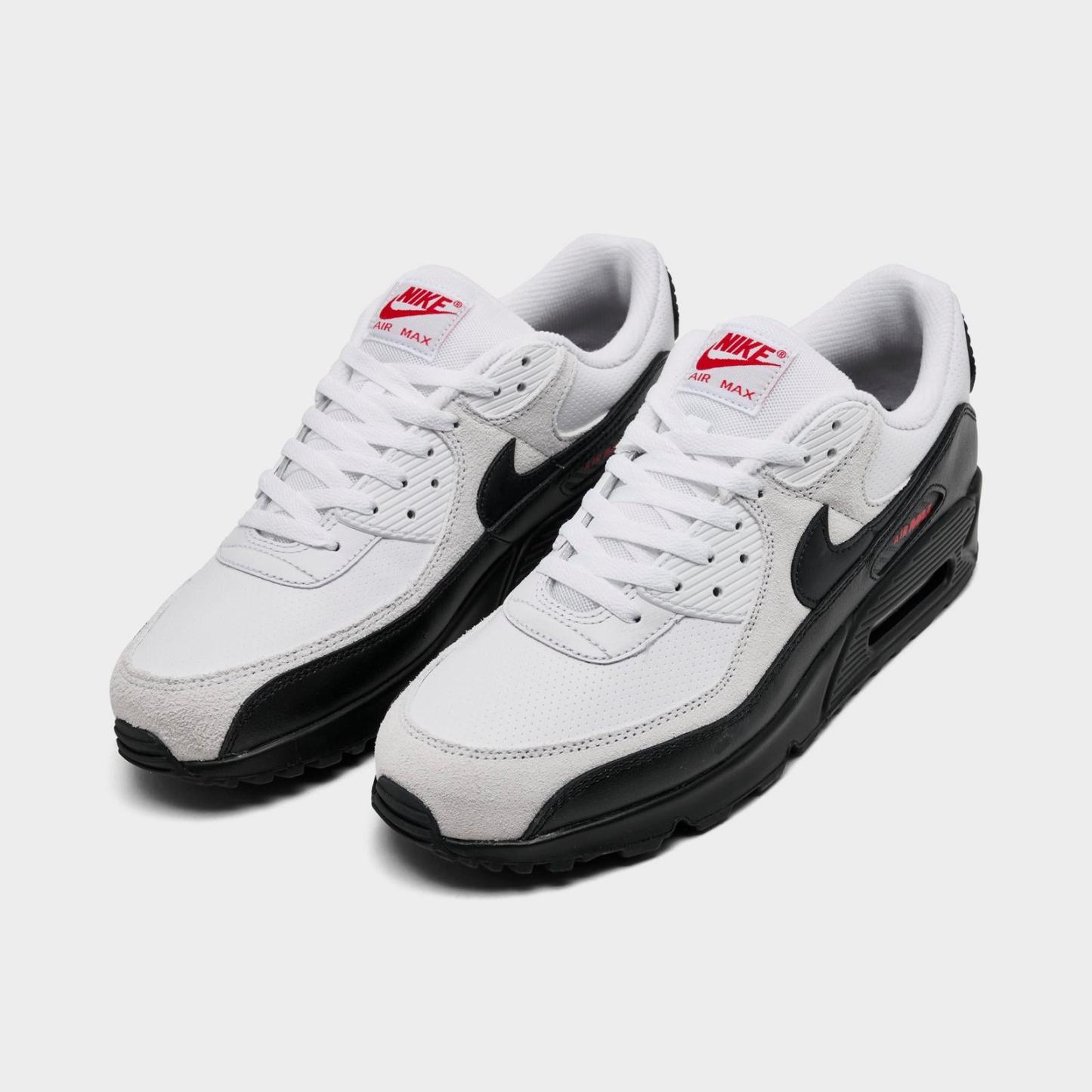 Men's Nike Air Max 90 Casual Shoes - White/Black/University Red