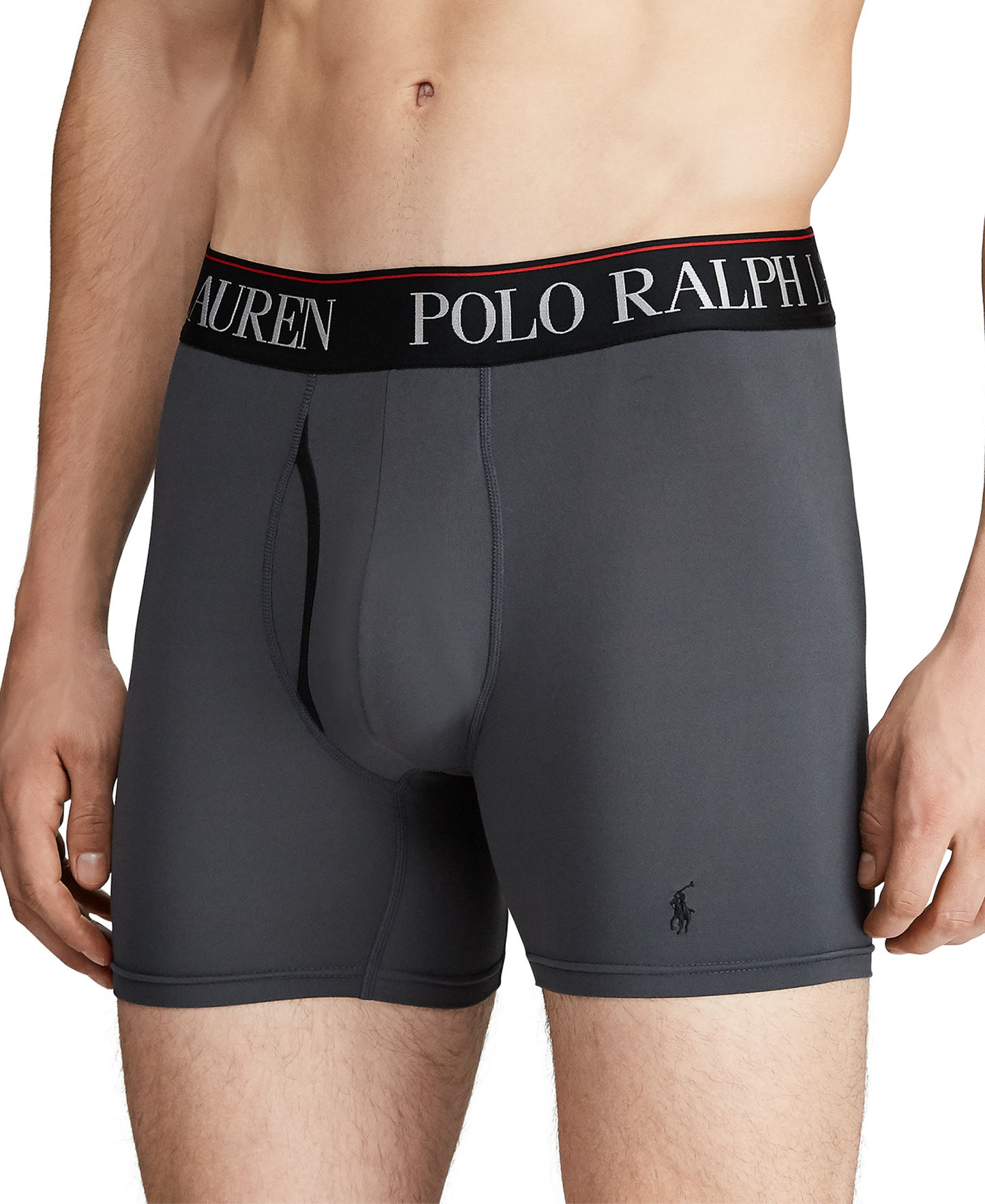 Polo Ralph Lauren Men's 3-Pack 4-D Flex Cool Microfiber Boxer Briefs - Charcoal /Red / Polo Black