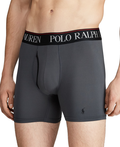 Polo Ralph Lauren Men's 3-Pack 4-D Flex Cool Microfiber Boxer Briefs - Charcoal /Red / Polo Black