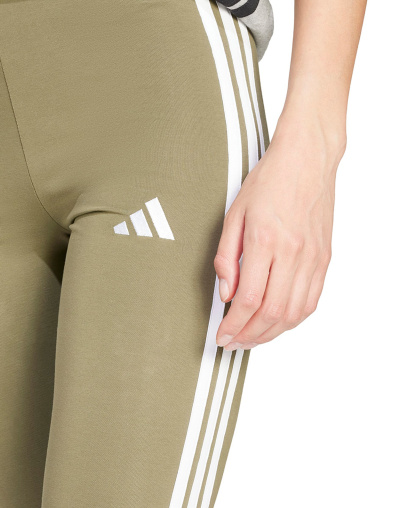 adidas Plus Size Essentials 3-Stripes Cotton Leggings - Olive Strata/white