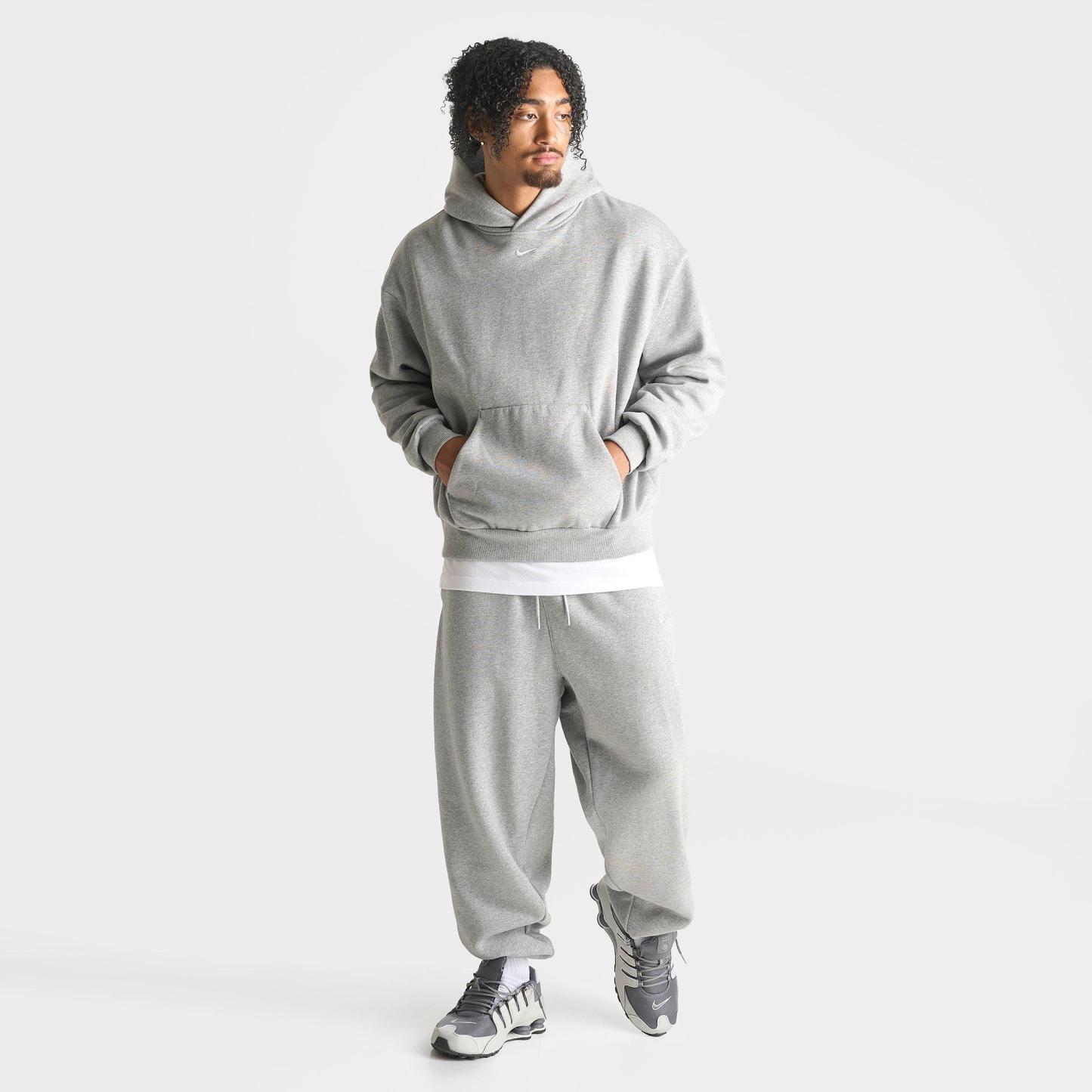 Men's Nithtke Solo Swoosh Pullover Hoodie - Dark Grey Heather/Sail