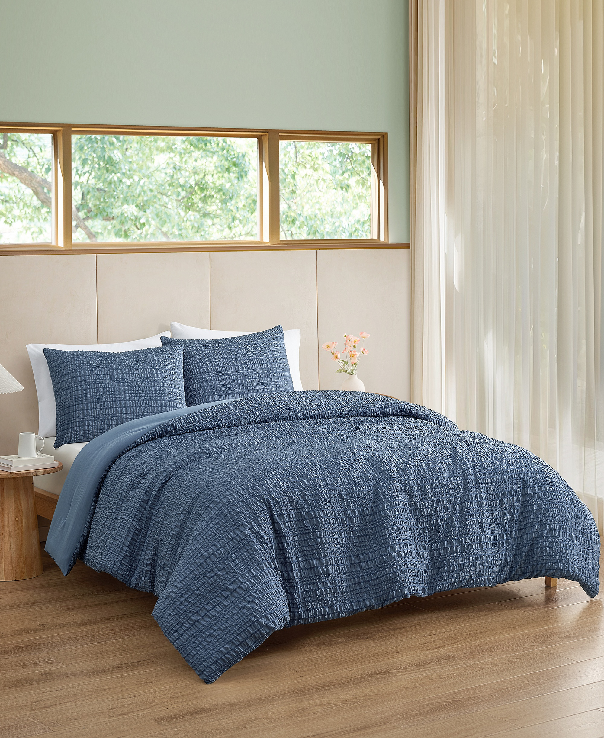 UGG® Devon Seersucker 2-Piece Comforter Set, Twin XL - Tahoe Blue