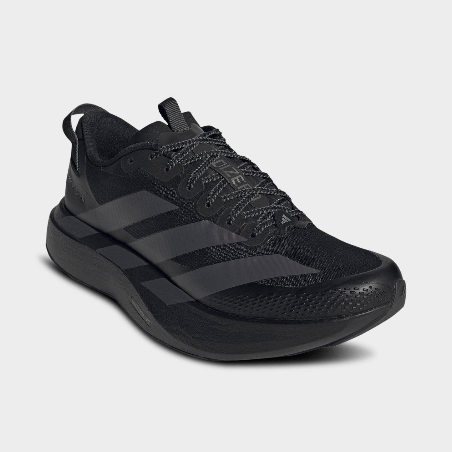 Men's adidas Adizero EVO SL ATR Running Shoes - Core Black/Grey/Silver Metallic - Both shoes facing left