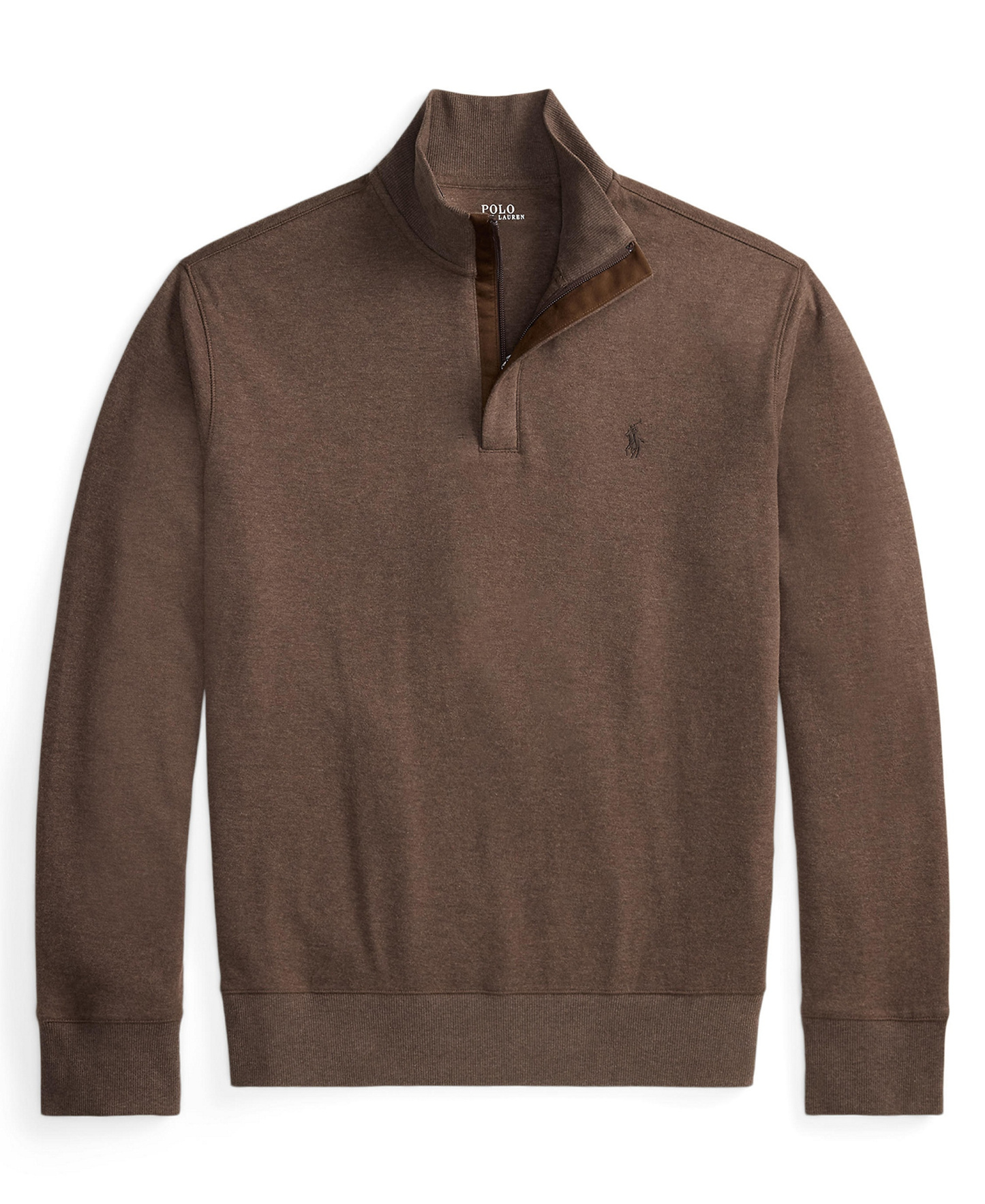 Polo Ralph Lauren Men's Luxury Jersey Quarter-Zip Pullover Sweater - Nutmeg Brown Heather/C8956